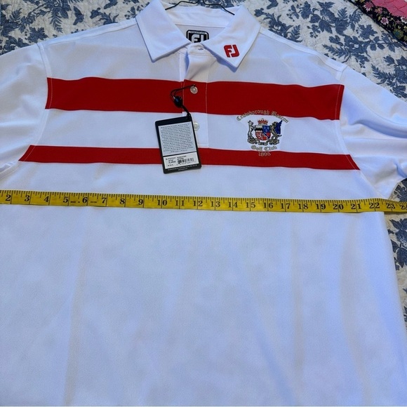 FootJoy Red & White Polo Shirt Short Sleeves Crowborough Beacon Golf Club Sz XL - Picture 10 of 12
